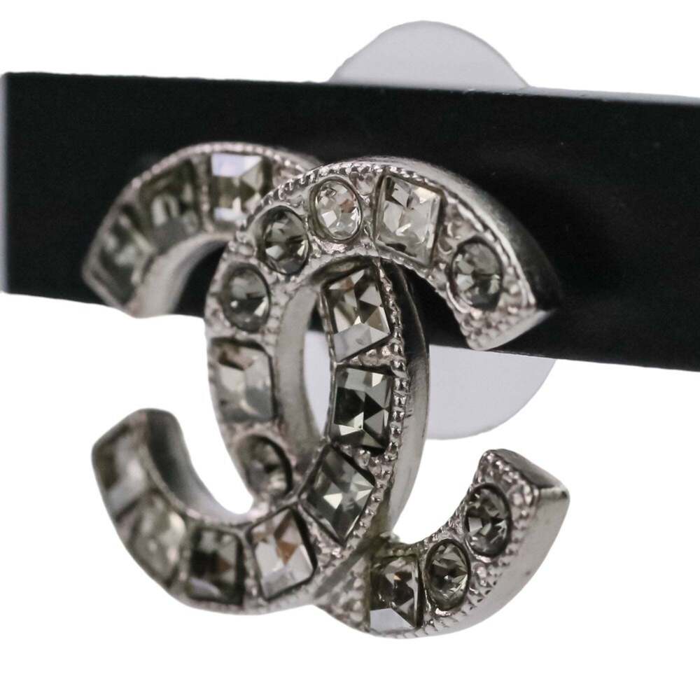 CHANEL Authentic Silver Logo Earrings - Picture 3 of 15
